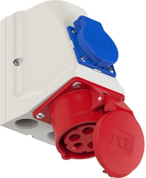 CEE-Wandsteckdose-Combo 16A 5p 6h IP44 400V