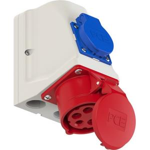 CEE-Wandsteckdose-Combo 16A 5p 6h IP44 400V